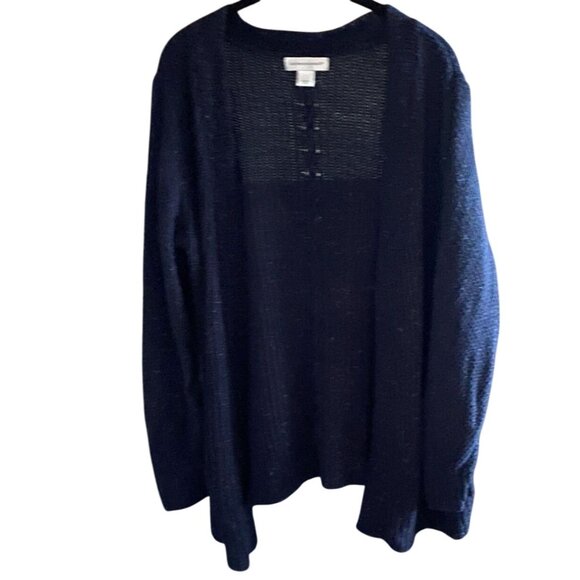 Christopher & Banks Open Front Knit Cardigan-Mixed Knitting-Navy Blue-Size L-GUC - Picture 1 of 8